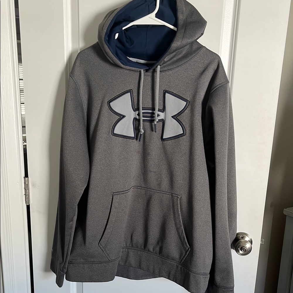 Under Armour Dark Gray Hoodie with Navy Accents